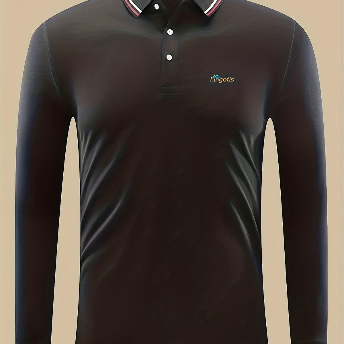 Men's Letter Print Button Up Long Sleeve Polo Shirt