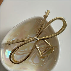 Golden Bowknot Hair Claw Clip Strong Hold Hair Jaw Clip Thick Hair Accessories
