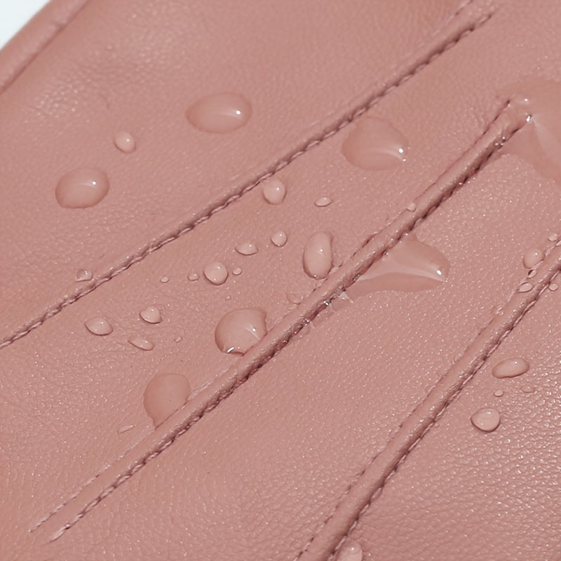 Women's Winter PU Leather Gloves with Buttons - Warm Mittens