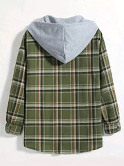 Men's Plaid Hooded Shirt Jacket for Autumn Winter