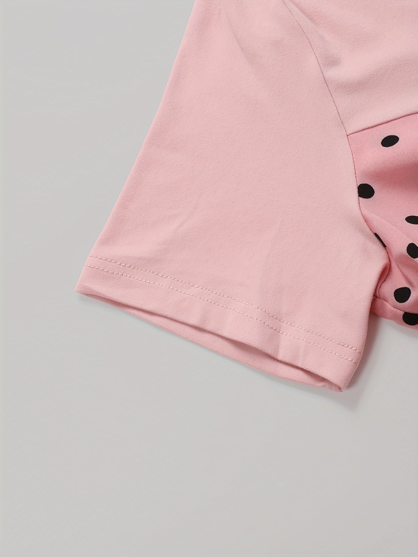  Colorblock Polka Dot Print Short Sleeve Dress
