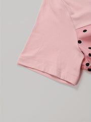  Colorblock Polka Dot Print Short Sleeve Dress