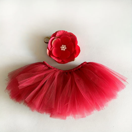Newborn Wine Red Skirt Photo Costume Rabbit Puffy Skirt