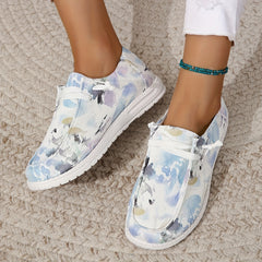 Women's Tie Dye Canvas Slip-On Loafers Casual Walking Shoes