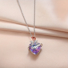 Heart Shaped Crystal Necklace Mother's Pendant Necklace
