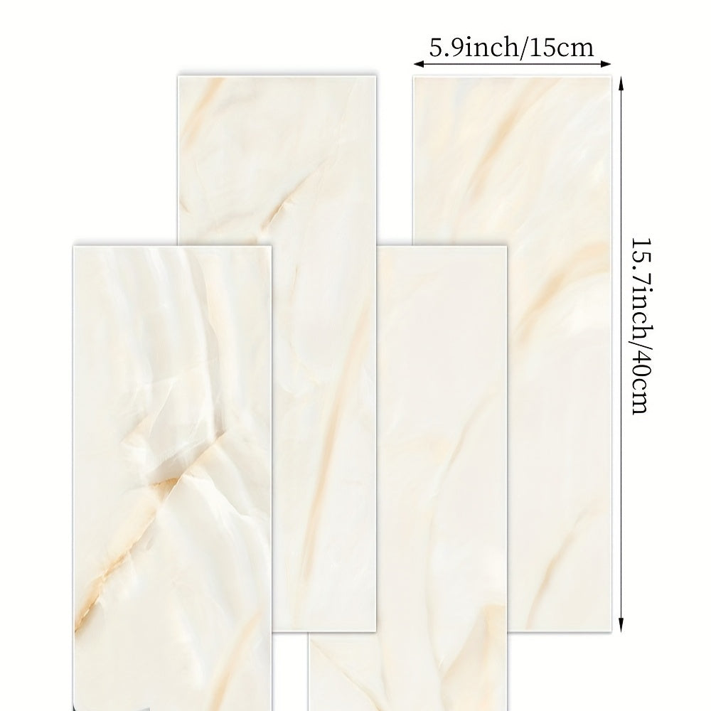 Yellow Marble Adhesive Floor Tiles Peel And Stick PVC Waterproof