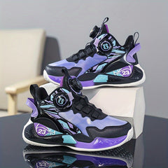 Boys Basketball Shoes Comfy Non Slip Sneakers with Rotating Buckle
