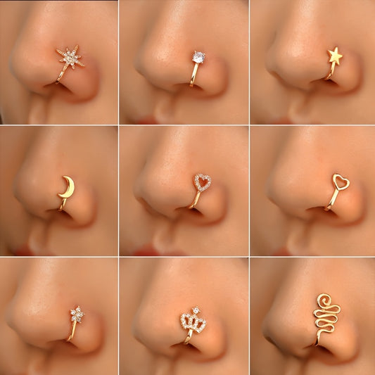 Men's Crown Shaped Nose Clip Inlaid Zircon Craft Party Gift