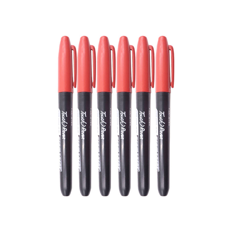 6Pcs Permanent Art Marker Pen Fine Point Waterproof Thin Nib Red 1.5mm