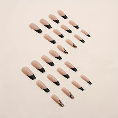 Pink Coffin Nails with Tip and Heart Acrylic Press On Nails