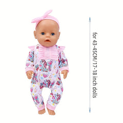 Purple Unicorn Doll Outfit Set with Headband for 18" Dolls