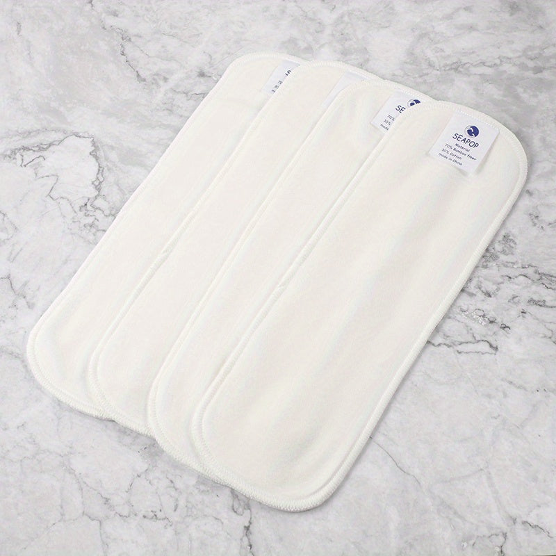 4pcs Bamboo Cotton Reusable Cloth Diaper Inserts Absorbent Liners