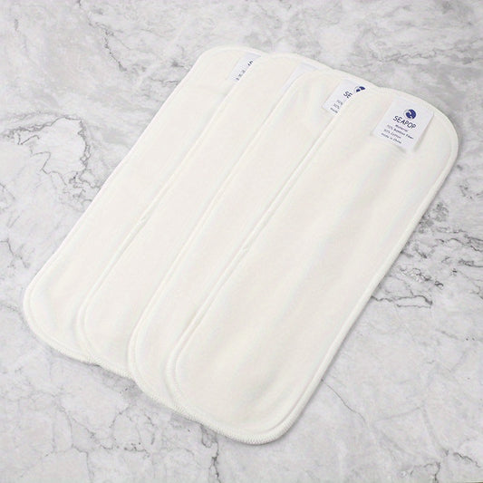 4pcs Bamboo Cotton Reusable Cloth Diaper Inserts Absorbent Liners