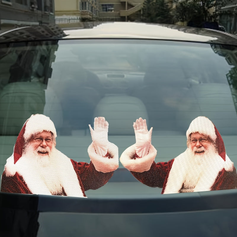 Christmas 3D Santa Claus Car Rear Window Sticker Decor