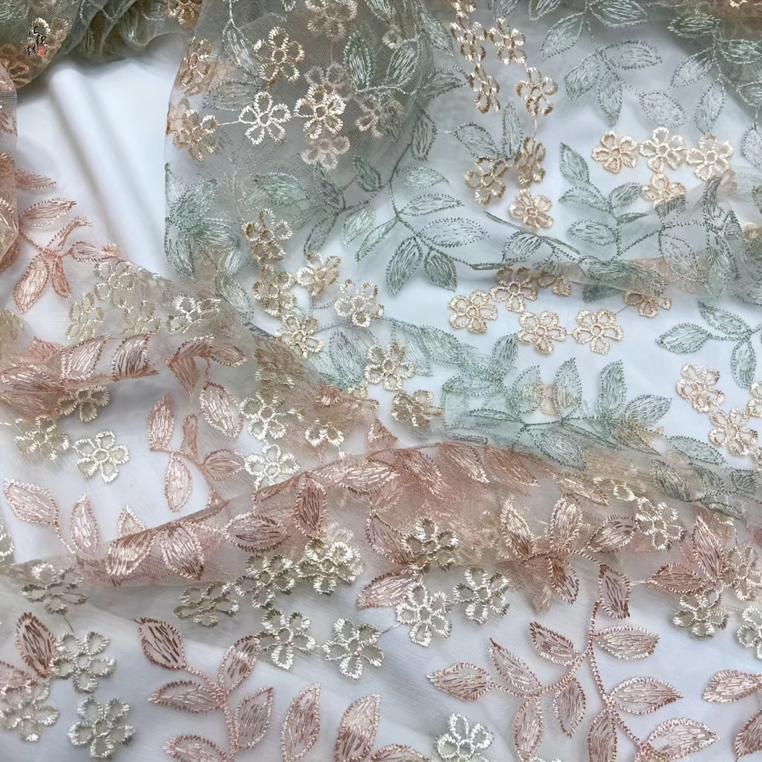Mesh Sequin Embroidery Lace Fabric for DIY Hanfu Dress