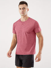 Men's Solid Knit T-shirt Soft Mid Stretch Crew Neck Tee Top