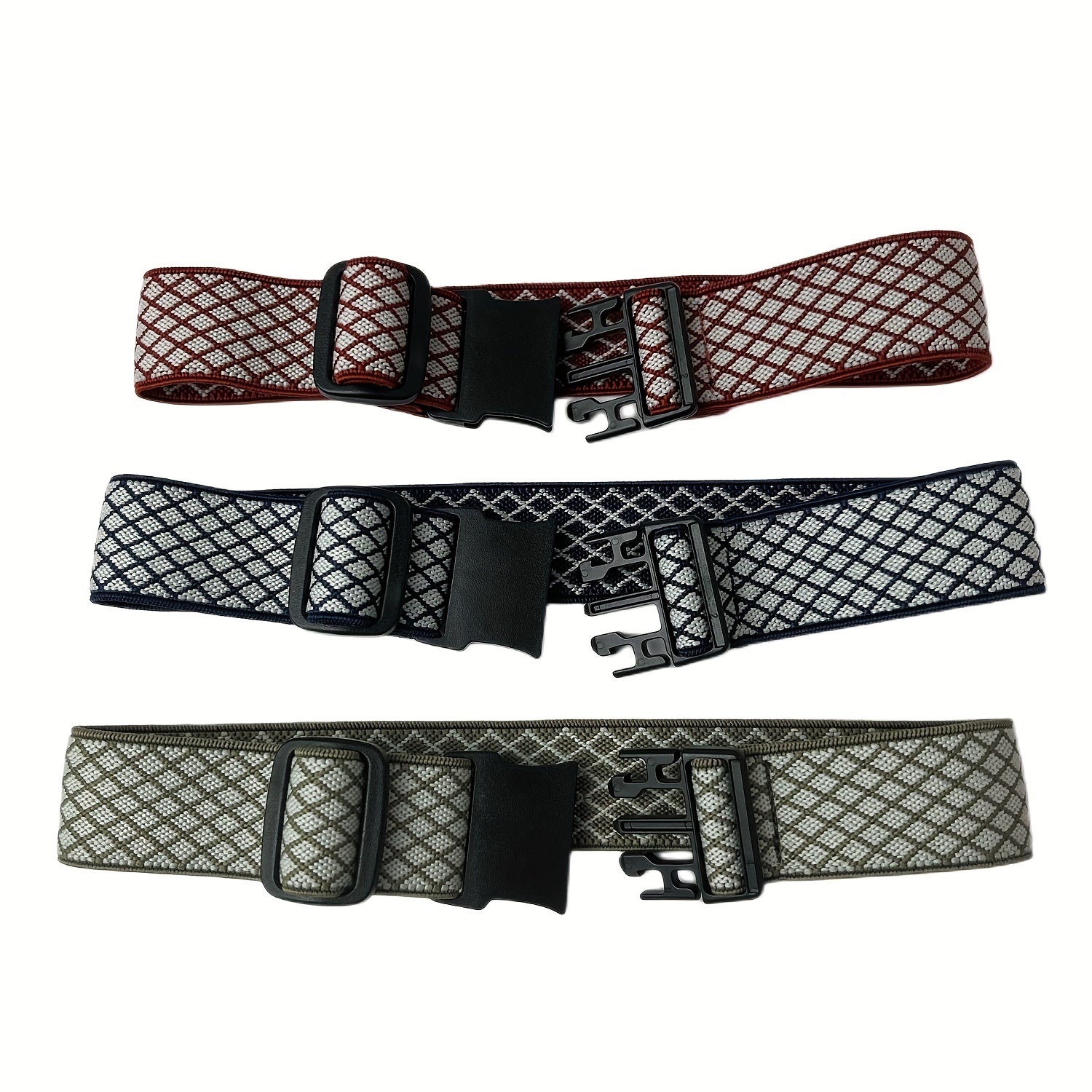 2 Pack No Show Elastic Belt Pants Adjuster Plastic Buckle