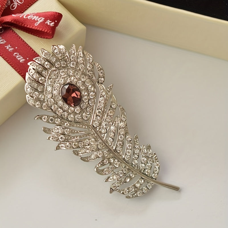 Zircon Peacock Feather Brooch For Men Accessories