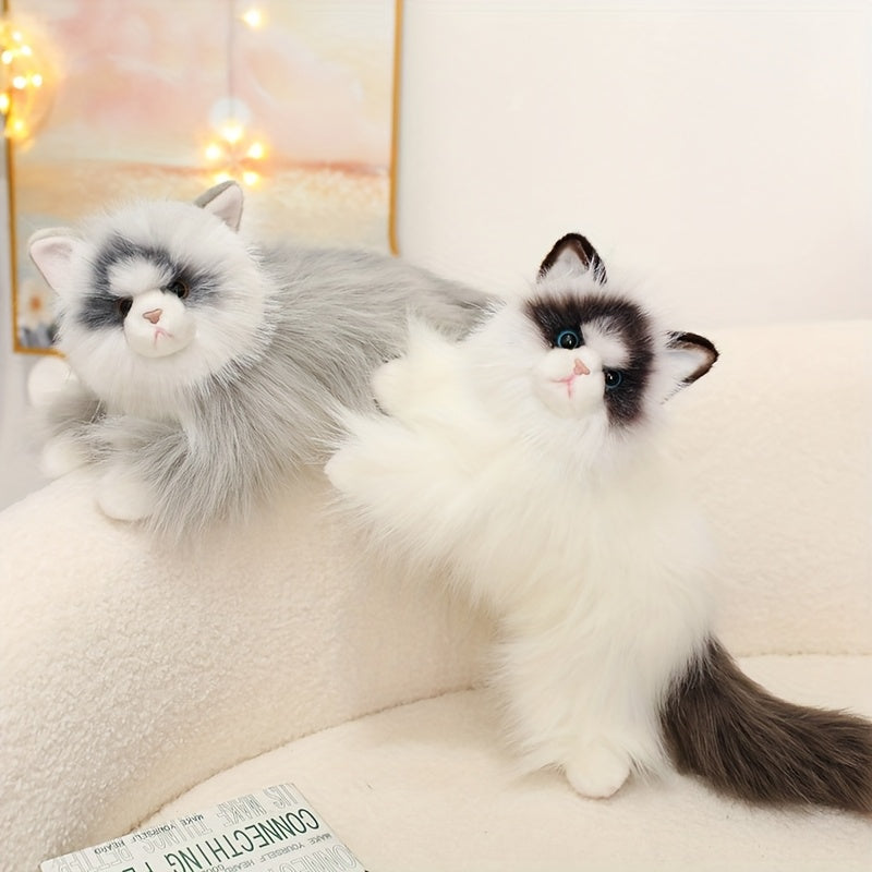 Ragdoll Cat Plush Toy Long Fur Stuffed Animal Mixed Colors