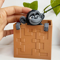 Colorful 3D Printed Monkey Statue Set for Desk Office