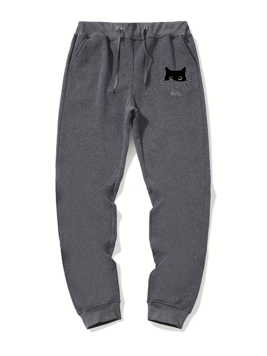 Cat Judging You Print Men's Drawstring Sweatpants