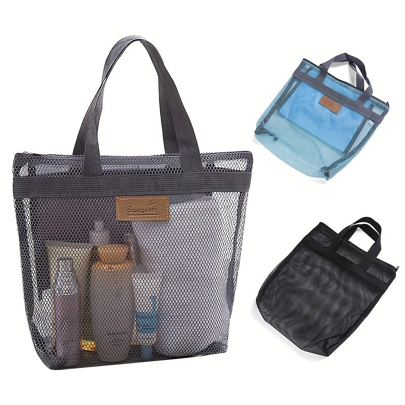 2pcs Mesh Quick Drying Tote Bags Hanging Toiletry Organizer Zipper