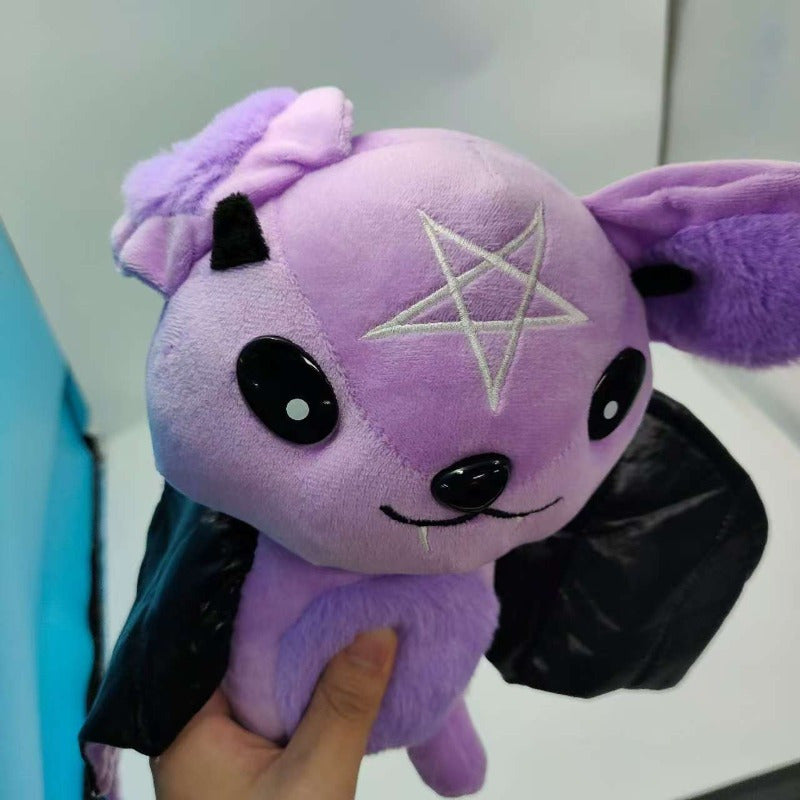 Gothic Rock Plush Bat & Purple Halloween Toy