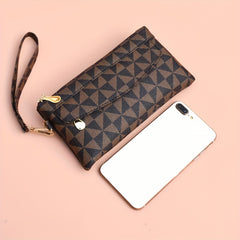 Geometric Print Clutch Bag Faux Leather Square Purse Women's Handbag