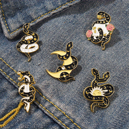 Gothic Snake Enamel Pins Horror Animal Lapel Pin