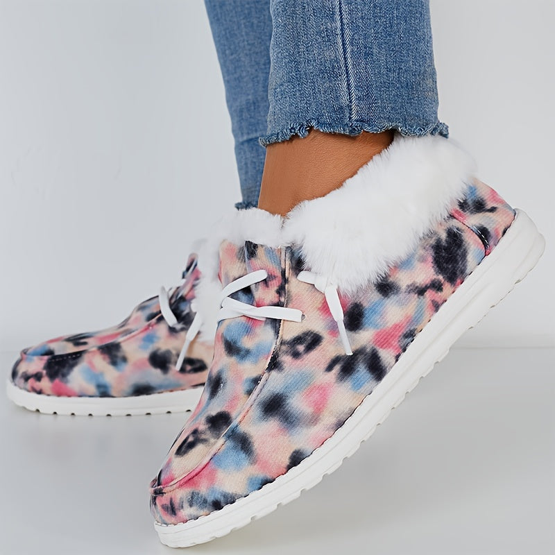 Women's Tie Dye Non-Slip Walking Sneakers Comfortable Warm Sport Shoes