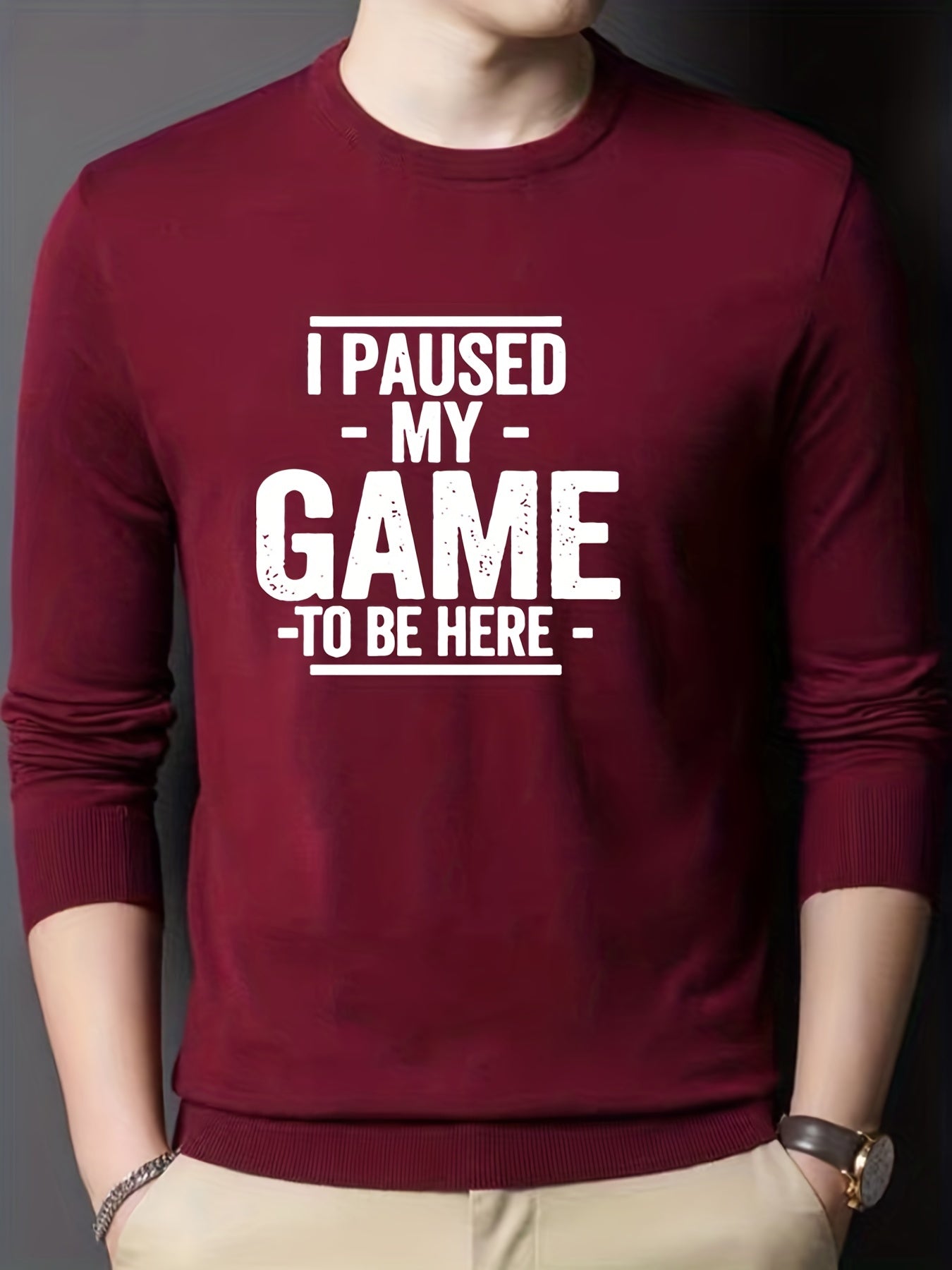 Men's knitted sweater, crew neck pullover for fall winter