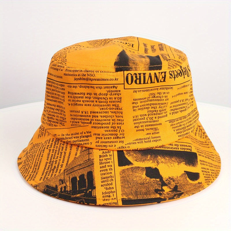 Fisherman Hat Newspaper Pattern Basin Hat Spring And Summer Sun Hat