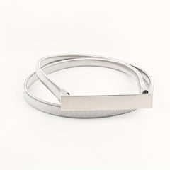 Boho Metal Buckleless Elastic Belt Women Thin Waist Belts