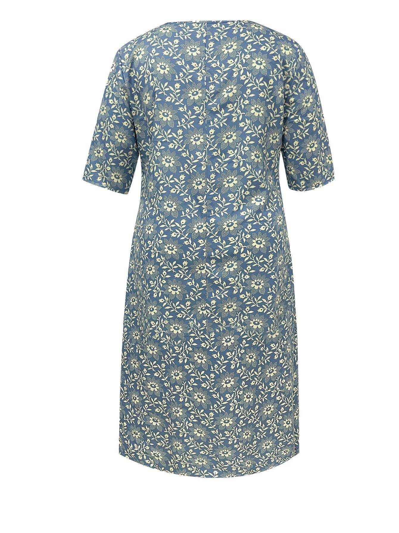  Casual Dress Women's Floral Print Notched Neck Dress