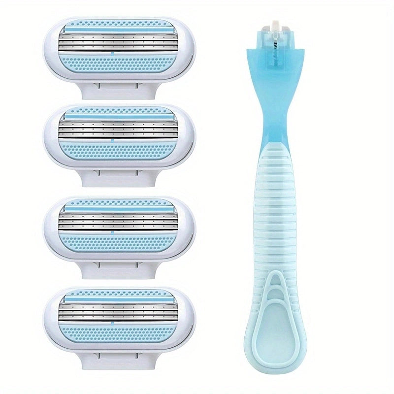 4 Women's Safety Razor with 3 Blade Fusion Blades for Smooth Shaving