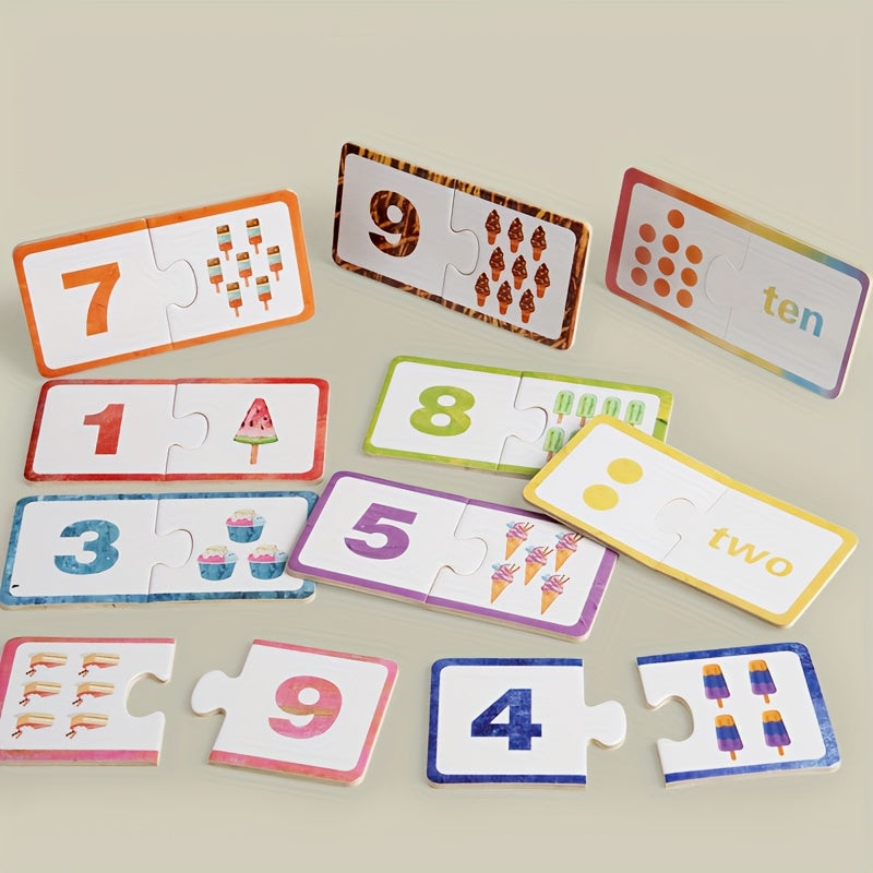 Wooden Number & Measurement Matching Puzzle Toy for Early Learning
