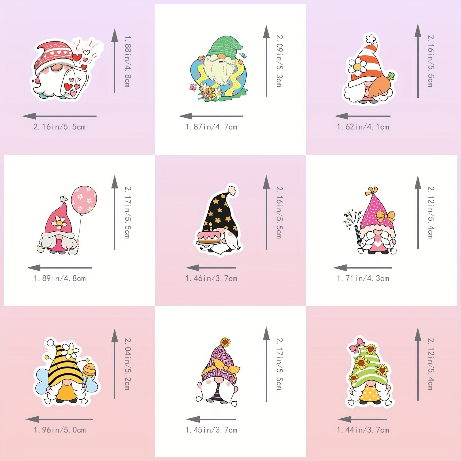 50pcs Gnome Stickers Vinyl Waterproof Decals for Water Bottle Laptop Phone