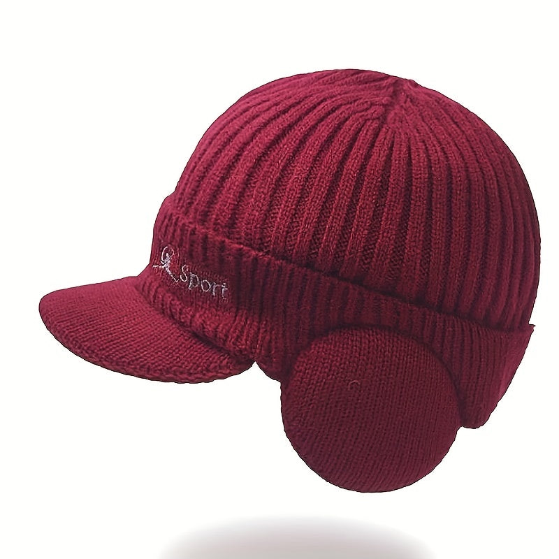 Winter Men's Earmuffs Warm Knitted Wool Cap Outdoor Cycling