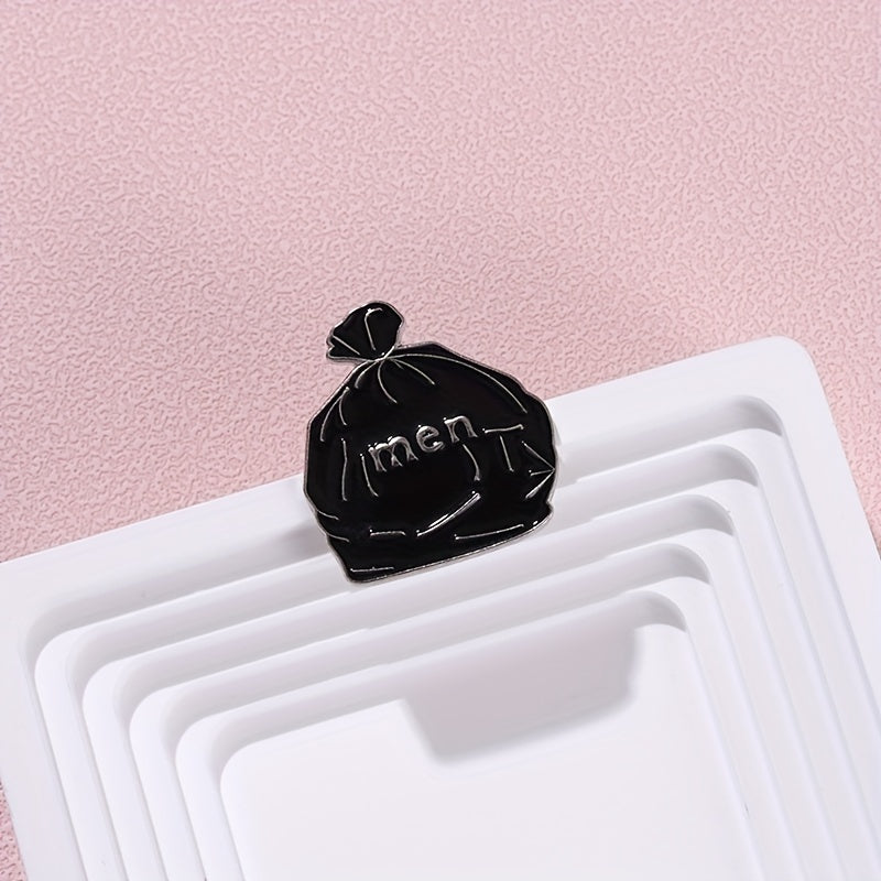 Men Garbage Bag Enamel Pins Custom Brooches Funny Punk Jewelry Gift
