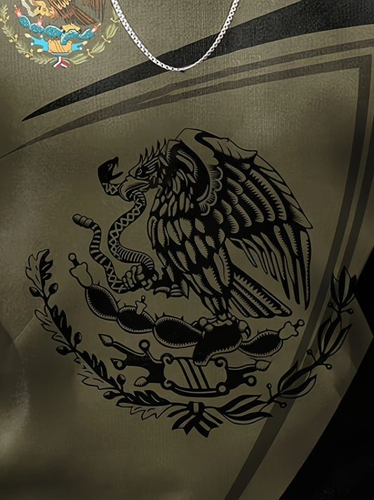 Mexico Eagle And Snake Print Men's Sweatshirt for Autumn Winter