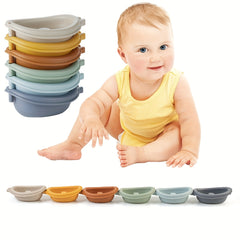 Colorful Stacking Boat Bath Toys for Kids - Durable ABS Material