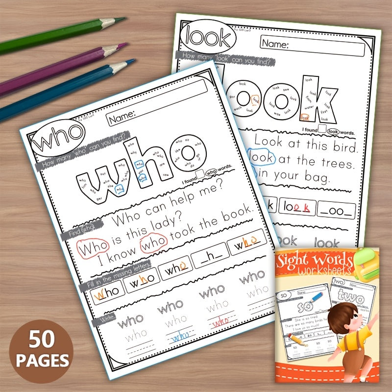 Kindergarten Sight Words Workbook: Phonics & Spelling Practice