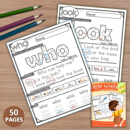 Kindergarten Sight Words Workbook: Phonics & Spelling Practice