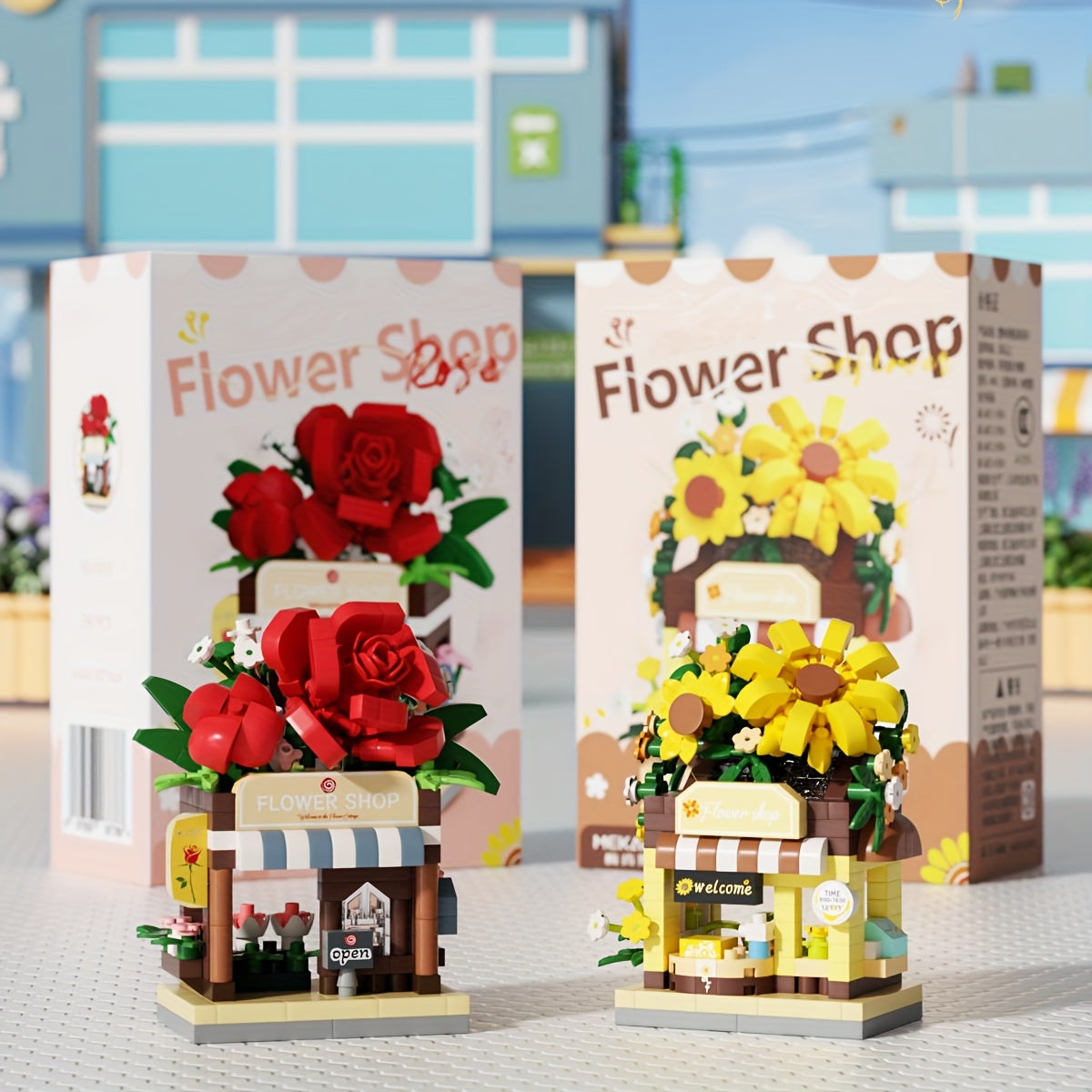 Building Block Street Corner Flower Shop Desktop Decoration