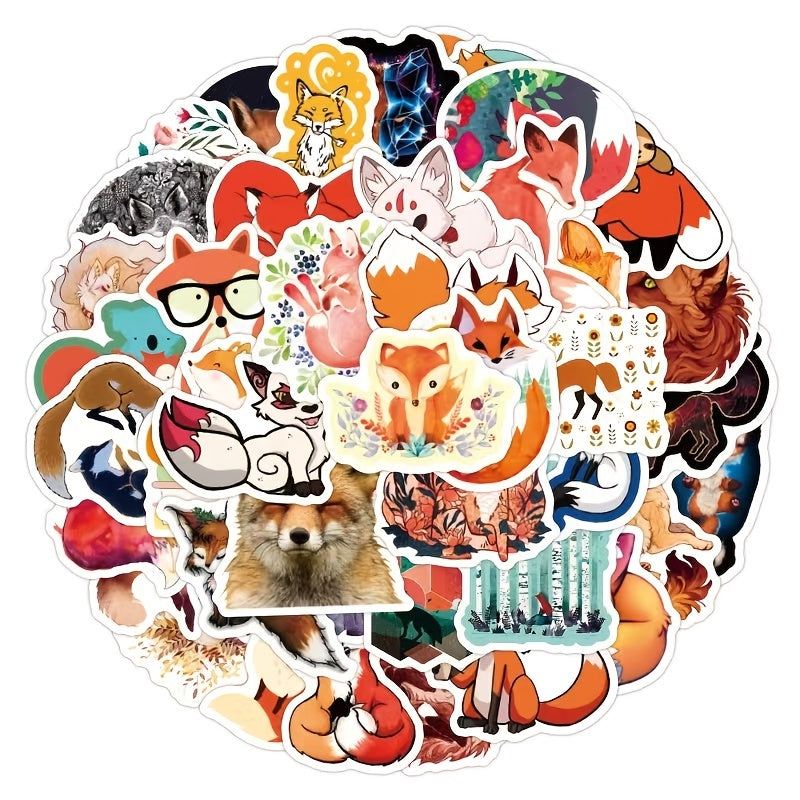 50pcs Fox Waterproof Vinyl Sticker Laptop Luggage Phone Water Bottle