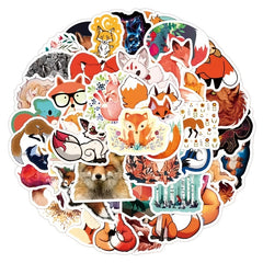 50pcs Fox Waterproof Vinyl Sticker Laptop Luggage Phone Water Bottle