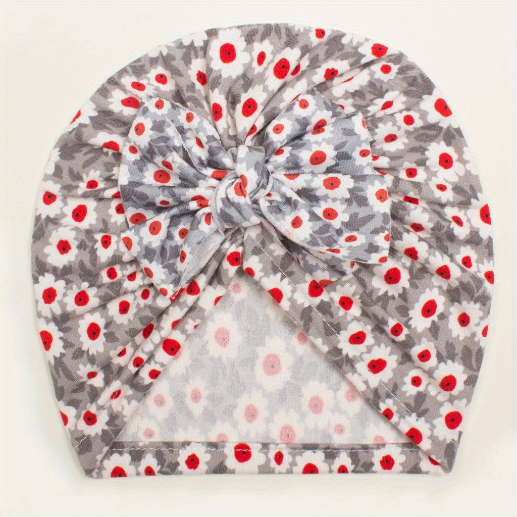 Autumn Printed Bow Baby Hat 0-3 Years Old