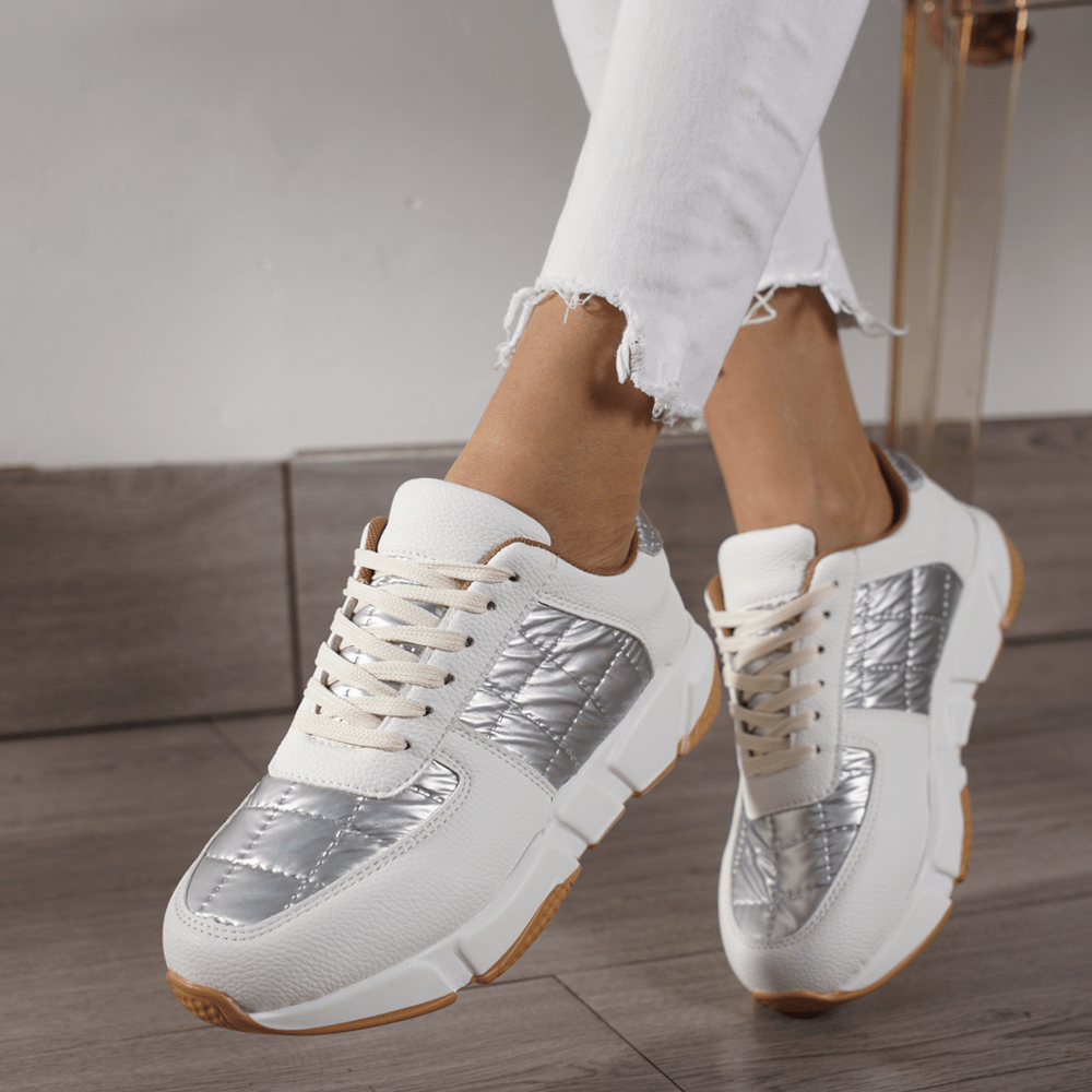 Colorblock Low Top Lace-Up Casual Shoes for Women