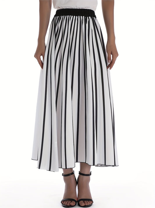 Striped Print Skirts Casual High Waist Versatile Skirts Women's Clothing