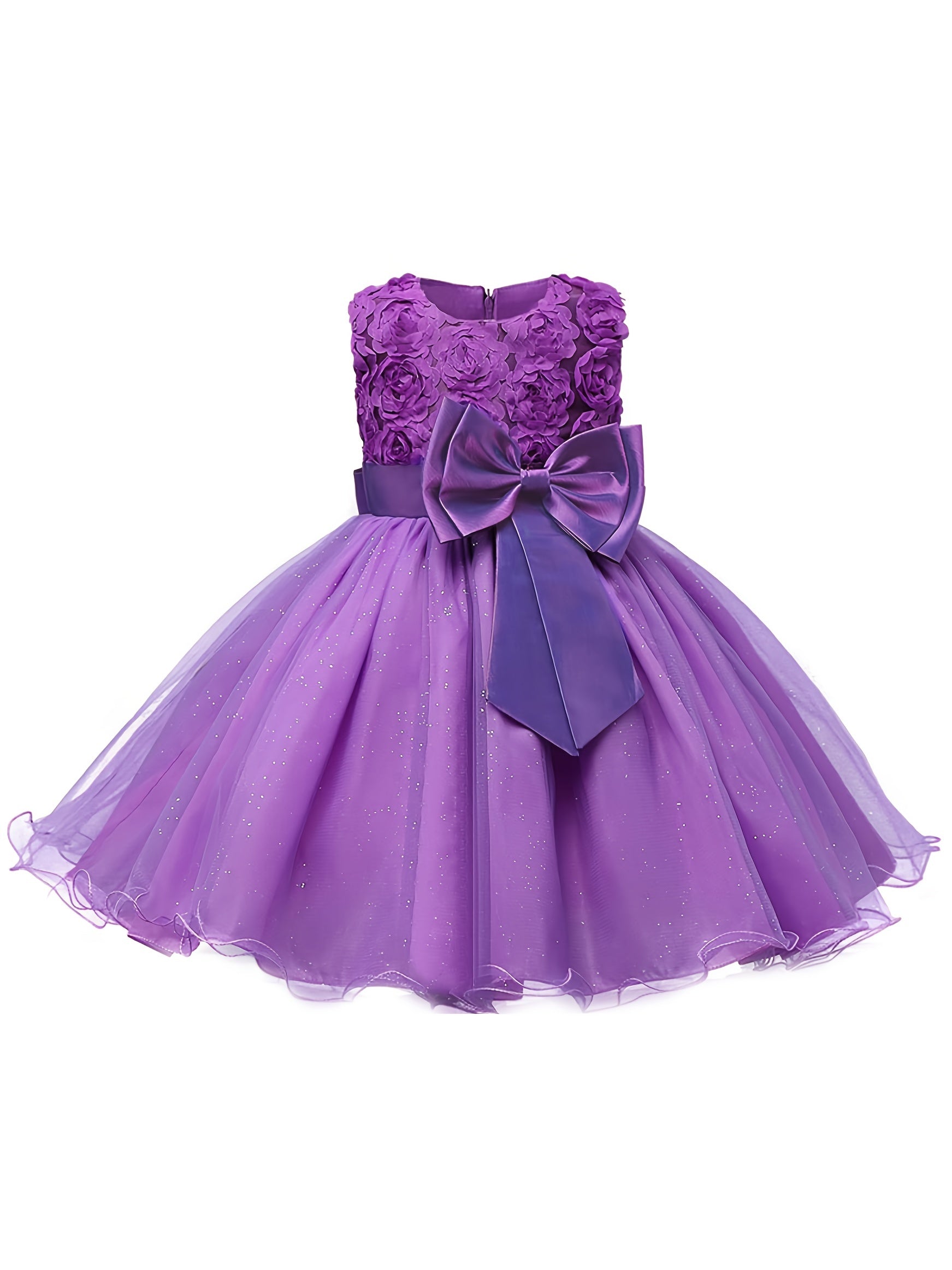 Girl Bow Waist Party Dress Sleeveless Mesh Tutu Skirt Evening Dress